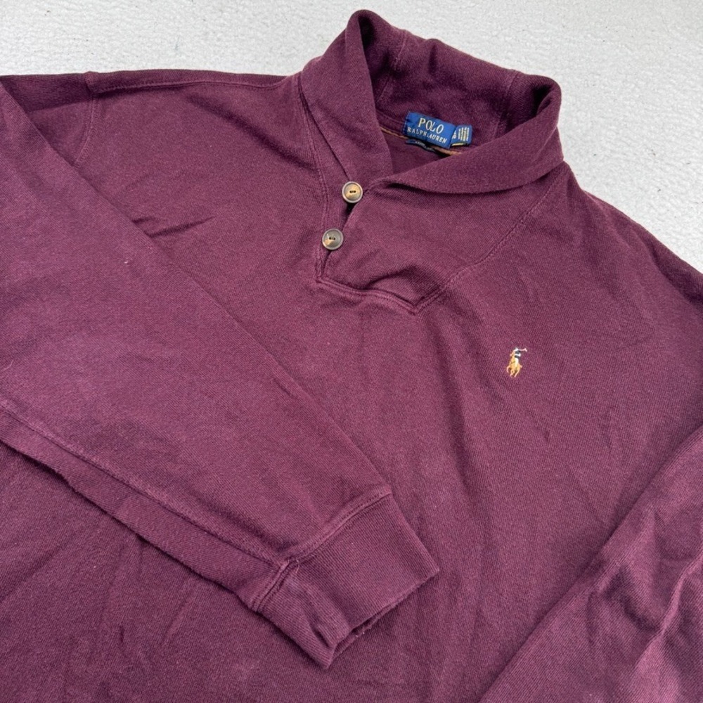 Polo Ralph Lauren Sweater Mens 2XL Burgundy Shaw Collar Estate Rib Flesh Pony